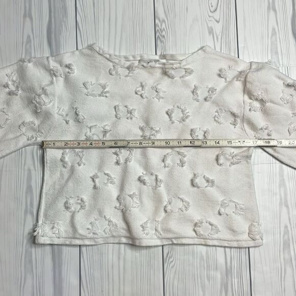 Milly white Circle Fringe bell sleeve cropped sweater Small - Picture 7 of 9